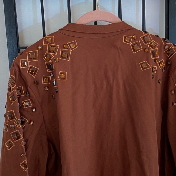 Bob Mackie Canvas and Gemstone Jacket Size L NWT - Picture 6 of 16